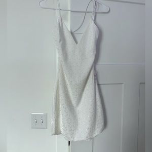 White velvet cocktail mini dress (sequenced)
